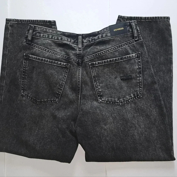 Express Low Rise Black Ripped Boyfriend Jeans - Picture 10 of 12
